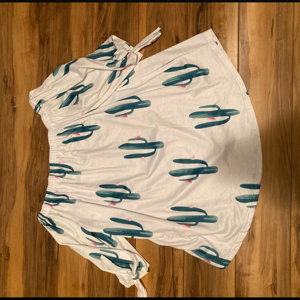 Off the shoulder cactus shirt